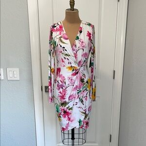 GUESS Floral Long Sleeve Wrap Dress Size 12